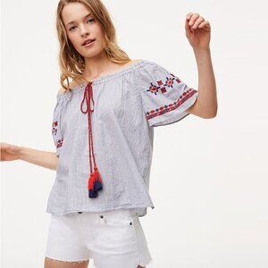 LOFT Playa Off The Shoulder Embroidered Top
